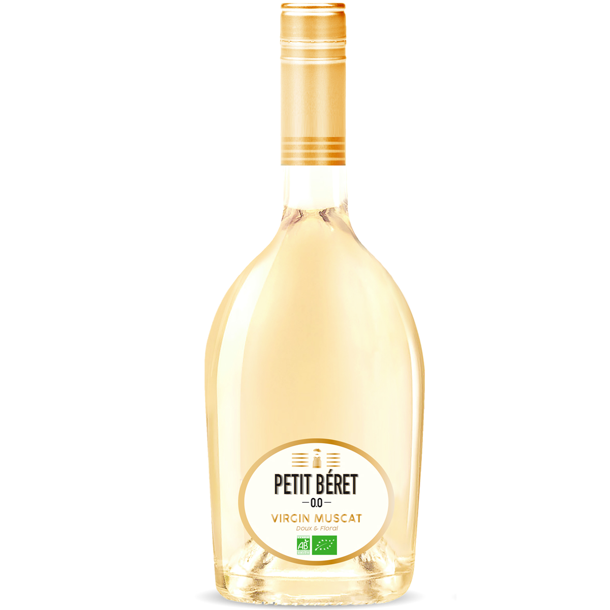 Bouteille de Muscat bio sans alcool de la marque Petit Bérêt, produit en France